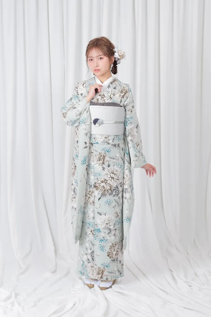 水色 小紋柄 洋風 M 158cm-168cm｜ネット専門振袖レンタルサービス