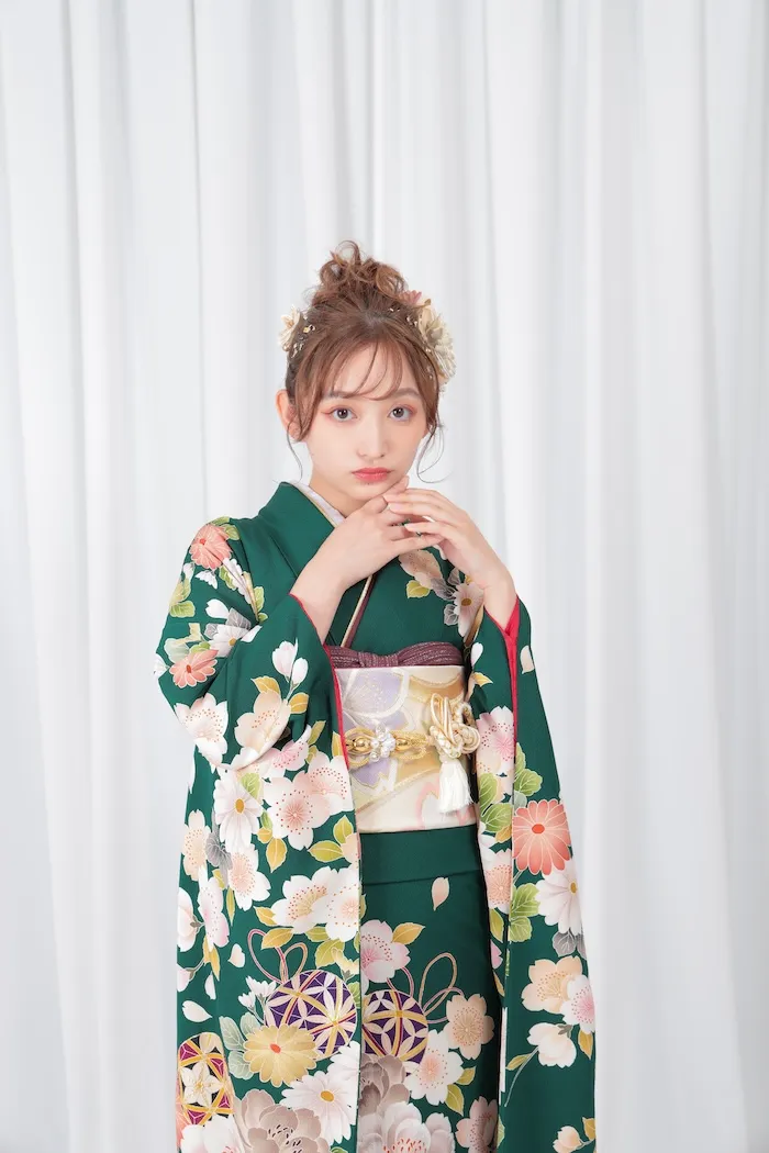 緑 桜 古典 S 155cm-165cm｜ネット専門振袖レンタルサービスFURISODE
