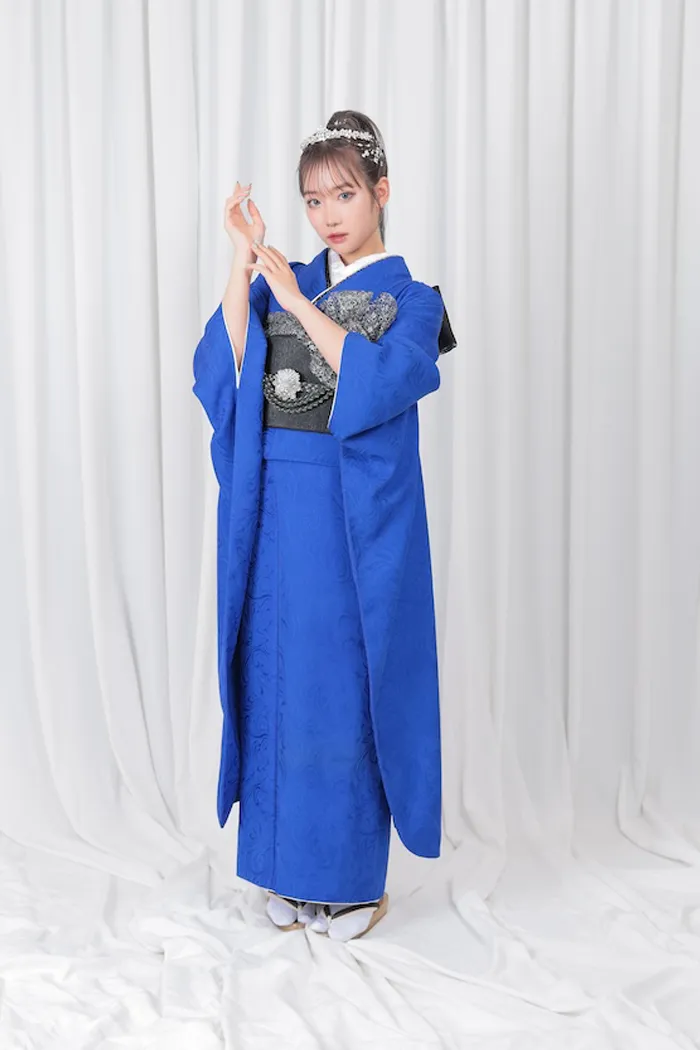 青 無地 L 160cm-170cm｜ネット専門振袖レンタルサービスFURISODE CASE