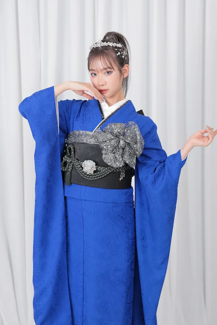 青 無地 L 160cm-170cm｜ネット専門振袖レンタルサービスFURISODE CASE