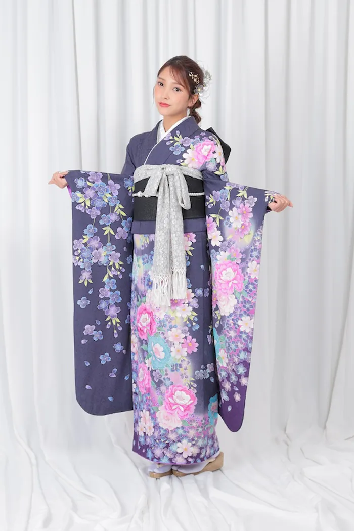 紫 牡丹 洋風 L 159cm-168cm｜ネット専門振袖レンタルサービスFURISODE