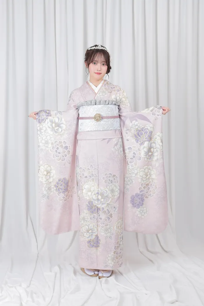 ピンク 牡丹 洋風 LL 165cm-175cm｜ネット専門振袖レンタルサービス