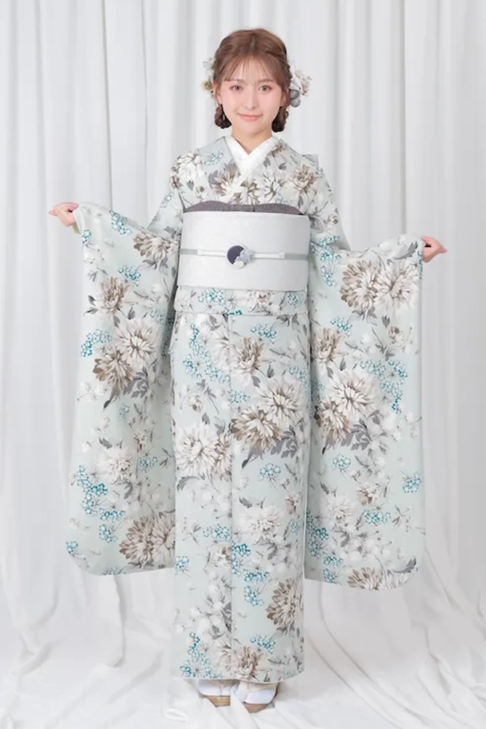 水色 小紋柄 洋風 M 158cm-168cm｜ネット専門振袖レンタルサービス