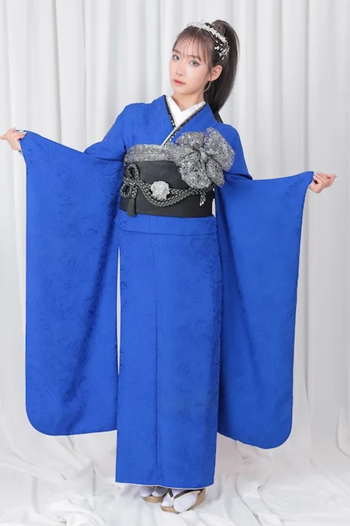 青 無地 L 160cm-170cm｜ネット専門振袖レンタルサービスFURISODE CASE