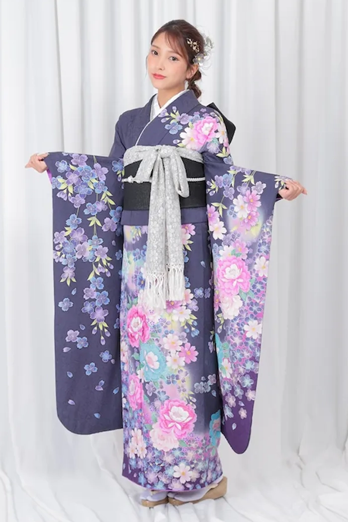 紫 牡丹 洋風 L 159cm-168cm｜ネット専門振袖レンタルサービスFURISODE